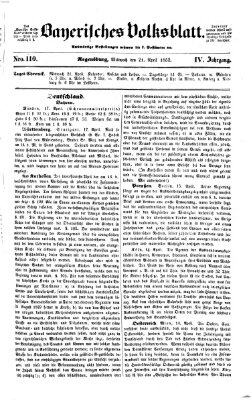 Bayerisches Volksblatt (Regensburger Morgenblatt) Mittwoch 21. April 1852