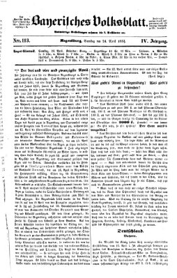 Bayerisches Volksblatt (Regensburger Morgenblatt) Samstag 24. April 1852