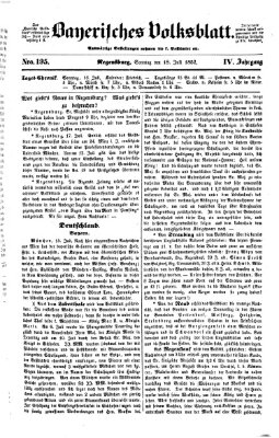 Bayerisches Volksblatt (Regensburger Morgenblatt) Sonntag 18. Juli 1852