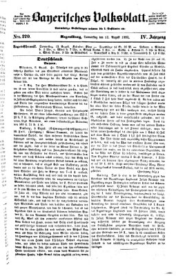 Bayerisches Volksblatt (Regensburger Morgenblatt) Donnerstag 12. August 1852
