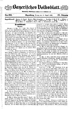 Bayerisches Volksblatt (Regensburger Morgenblatt) Sonntag 15. August 1852