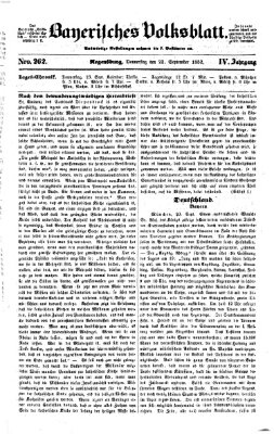 Bayerisches Volksblatt (Regensburger Morgenblatt) Donnerstag 23. September 1852