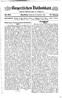 Bayerisches Volksblatt (Regensburger Morgenblatt) Sonntag 26. September 1852