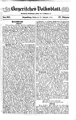 Bayerisches Volksblatt (Regensburger Morgenblatt) Montag 27. September 1852