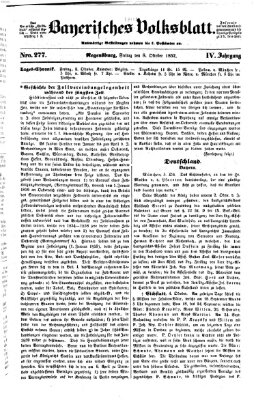 Bayerisches Volksblatt (Regensburger Morgenblatt) Freitag 8. Oktober 1852