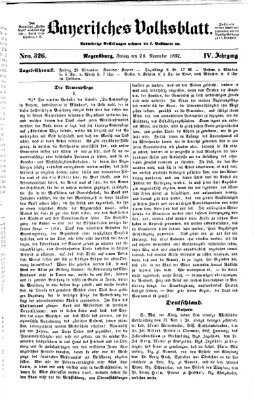Bayerisches Volksblatt (Regensburger Morgenblatt) Freitag 26. November 1852