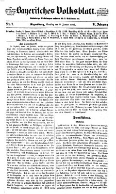 Bayerisches Volksblatt (Regensburger Morgenblatt) Samstag 8. Januar 1853