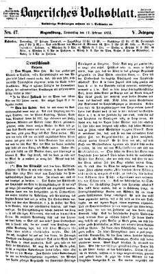 Bayerisches Volksblatt (Regensburger Morgenblatt) Donnerstag 17. Februar 1853