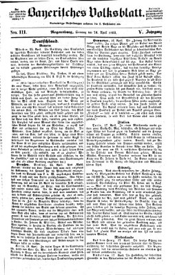 Bayerisches Volksblatt (Regensburger Morgenblatt) Sonntag 24. April 1853