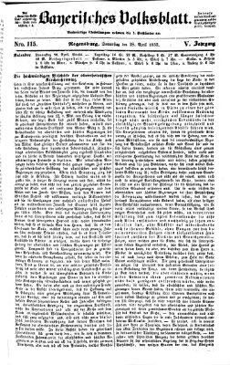 Bayerisches Volksblatt (Regensburger Morgenblatt) Donnerstag 28. April 1853