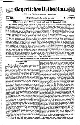 Bayerisches Volksblatt (Regensburger Morgenblatt) Dienstag 21. Juni 1853