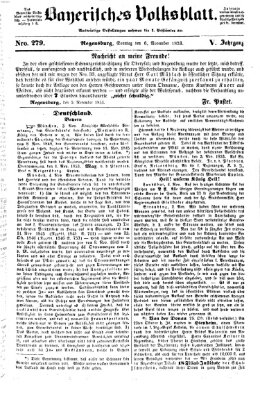 Bayerisches Volksblatt (Regensburger Morgenblatt) Sonntag 6. November 1853