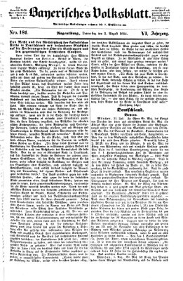 Bayerisches Volksblatt (Regensburger Morgenblatt) Donnerstag 3. August 1854