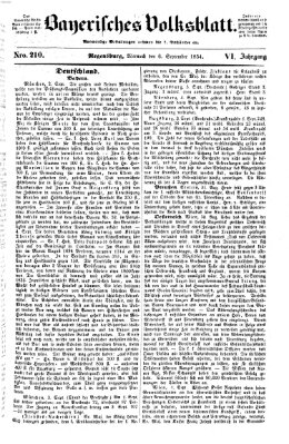 Bayerisches Volksblatt (Regensburger Morgenblatt) Mittwoch 6. September 1854
