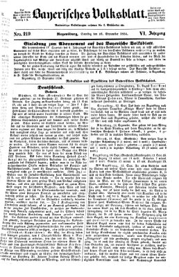 Bayerisches Volksblatt (Regensburger Morgenblatt) Samstag 16. September 1854