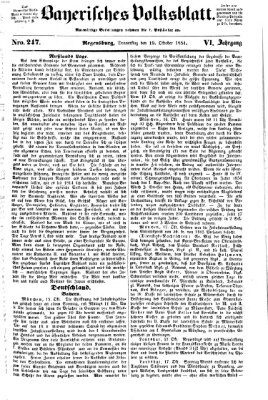 Bayerisches Volksblatt (Regensburger Morgenblatt) Donnerstag 19. Oktober 1854