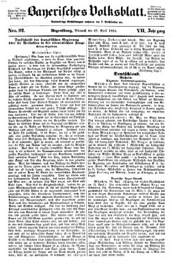 Bayerisches Volksblatt (Regensburger Morgenblatt) Mittwoch 18. April 1855
