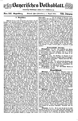 Bayerisches Volksblatt (Regensburger Morgenblatt) Mittwoch 1. August 1855