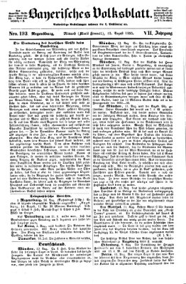 Bayerisches Volksblatt (Regensburger Morgenblatt) Mittwoch 15. August 1855