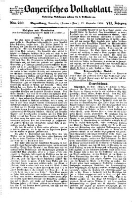 Bayerisches Volksblatt (Regensburger Morgenblatt) Donnerstag 27. September 1855