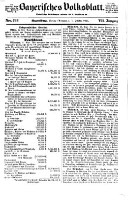 Bayerisches Volksblatt (Regensburger Morgenblatt) Montag 1. Oktober 1855