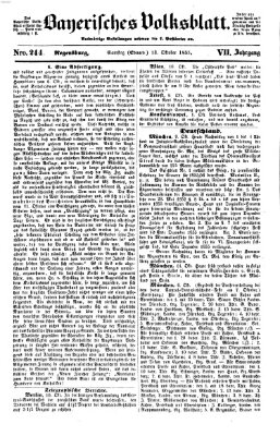 Bayerisches Volksblatt (Regensburger Morgenblatt) Samstag 13. Oktober 1855