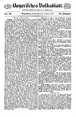 Bayerisches Volksblatt (Regensburger Morgenblatt) Samstag 14. Februar 1857