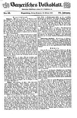 Bayerisches Volksblatt (Regensburger Morgenblatt) Freitag 20. Februar 1857