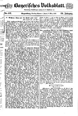 Bayerisches Volksblatt (Regensburger Morgenblatt) Samstag 7. März 1857