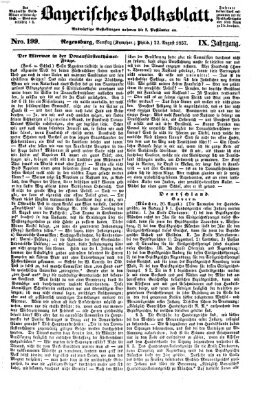 Bayerisches Volksblatt (Regensburger Morgenblatt) Samstag 22. August 1857