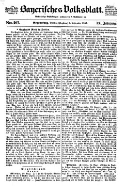 Bayerisches Volksblatt (Regensburger Morgenblatt) Dienstag 1. September 1857