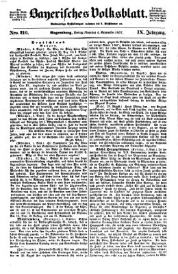 Bayerisches Volksblatt (Regensburger Morgenblatt) Freitag 4. September 1857