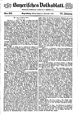 Bayerisches Volksblatt (Regensburger Morgenblatt) Montag 7. September 1857
