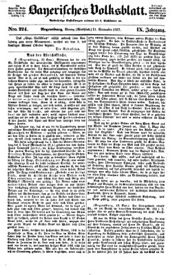 Bayerisches Volksblatt (Regensburger Morgenblatt) Montag 21. September 1857