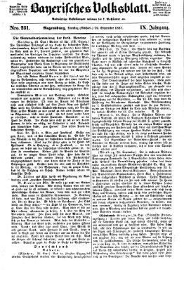 Bayerisches Volksblatt (Regensburger Morgenblatt) Dienstag 29. September 1857