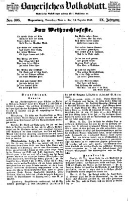 Bayerisches Volksblatt (Regensburger Morgenblatt) Donnerstag 24. Dezember 1857