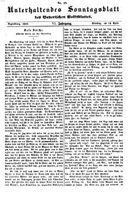 Bayerisches Volksblatt (Regensburger Morgenblatt) Sonntag 12. April 1857