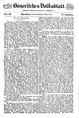 Bayerisches Volksblatt (Regensburger Morgenblatt) Samstag 17. April 1858