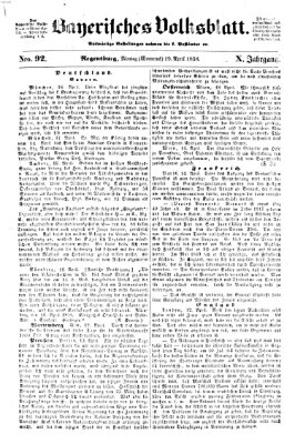 Bayerisches Volksblatt (Regensburger Morgenblatt) Montag 19. April 1858
