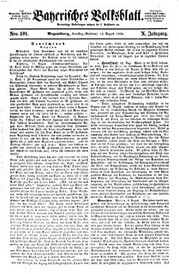 Bayerisches Volksblatt (Regensburger Morgenblatt) Samstag 14. August 1858