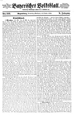 Bayerisches Volksblatt (Regensburger Morgenblatt) Donnerstag 14. Oktober 1858
