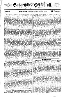 Bayerisches Volksblatt (Regensburger Morgenblatt) Donnerstag 17. März 1859