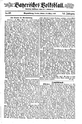 Bayerisches Volksblatt (Regensburger Morgenblatt) Dienstag 22. März 1859