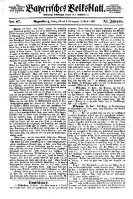 Bayerisches Volksblatt (Regensburger Morgenblatt) Freitag 15. April 1859