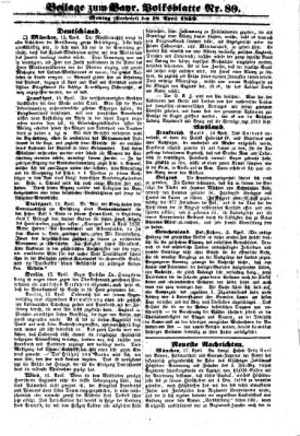 Bayerisches Volksblatt (Regensburger Morgenblatt) Montag 18. April 1859