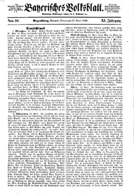 Bayerisches Volksblatt (Regensburger Morgenblatt) Mittwoch 27. April 1859