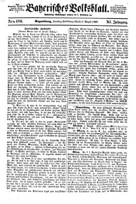 Bayerisches Volksblatt (Regensburger Morgenblatt) Samstag 6. August 1859