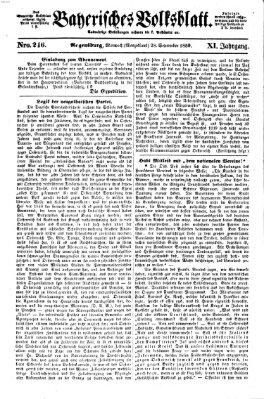 Bayerisches Volksblatt (Regensburger Morgenblatt) Mittwoch 28. September 1859