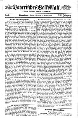 Bayerisches Volksblatt (Regensburger Morgenblatt) Montag 2. Januar 1860
