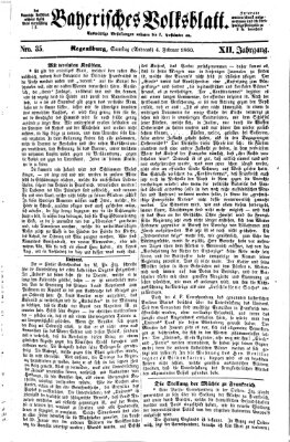Bayerisches Volksblatt (Regensburger Morgenblatt) Samstag 4. Februar 1860